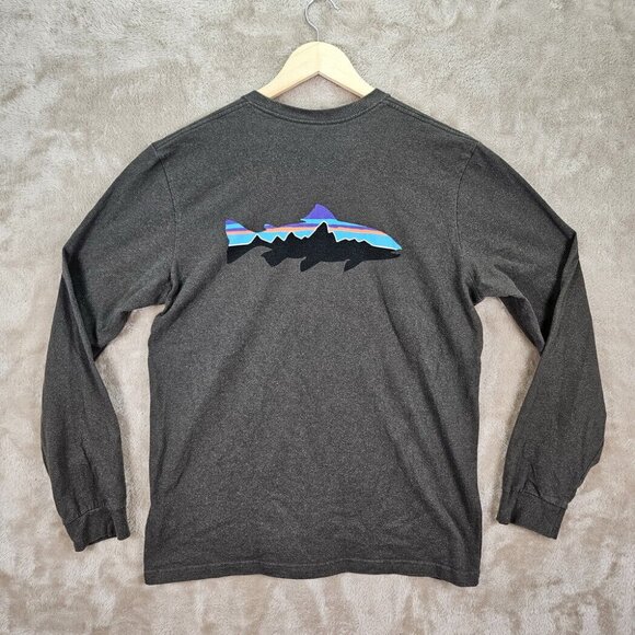 Patagonia Responsibili-Tee Sweatshirt Mens Size S Gray Logo T-Shirt Long Sleeve - Picture 2 of 10
